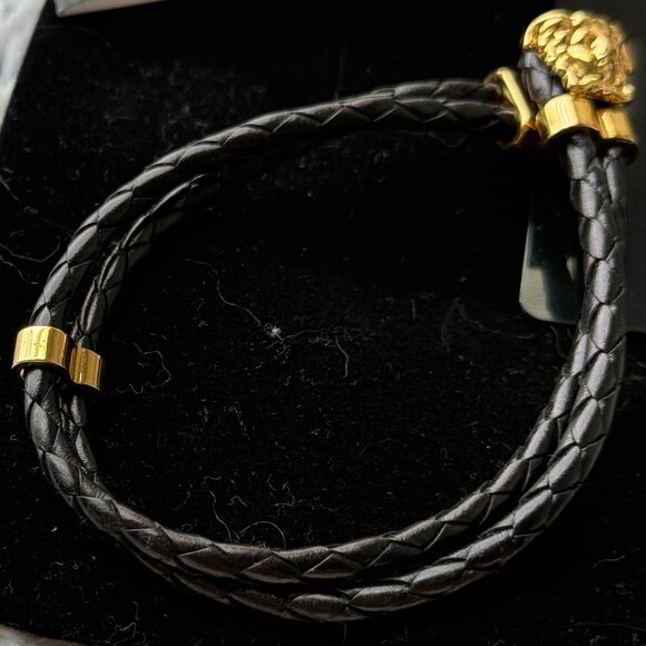 EUC VERSACE Medusa Leather Gold Tone Bracelet with authentication card - Picture 3 of 4